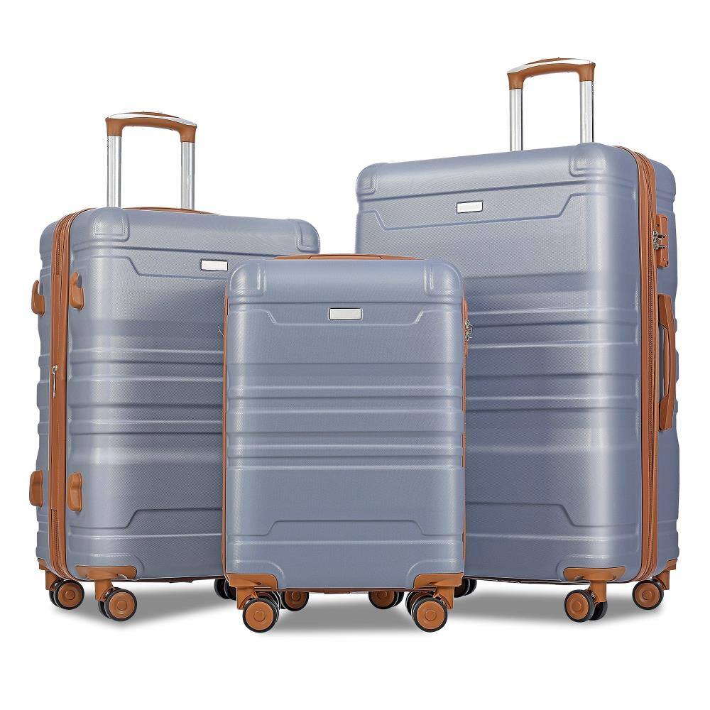 Front. BreeBe - Luggage Sets 3pcs Expandable ABS Hardshell Suitcase Spinner Wheels TSA Lock 20''24''28'' Lightweight Durable - Blue.