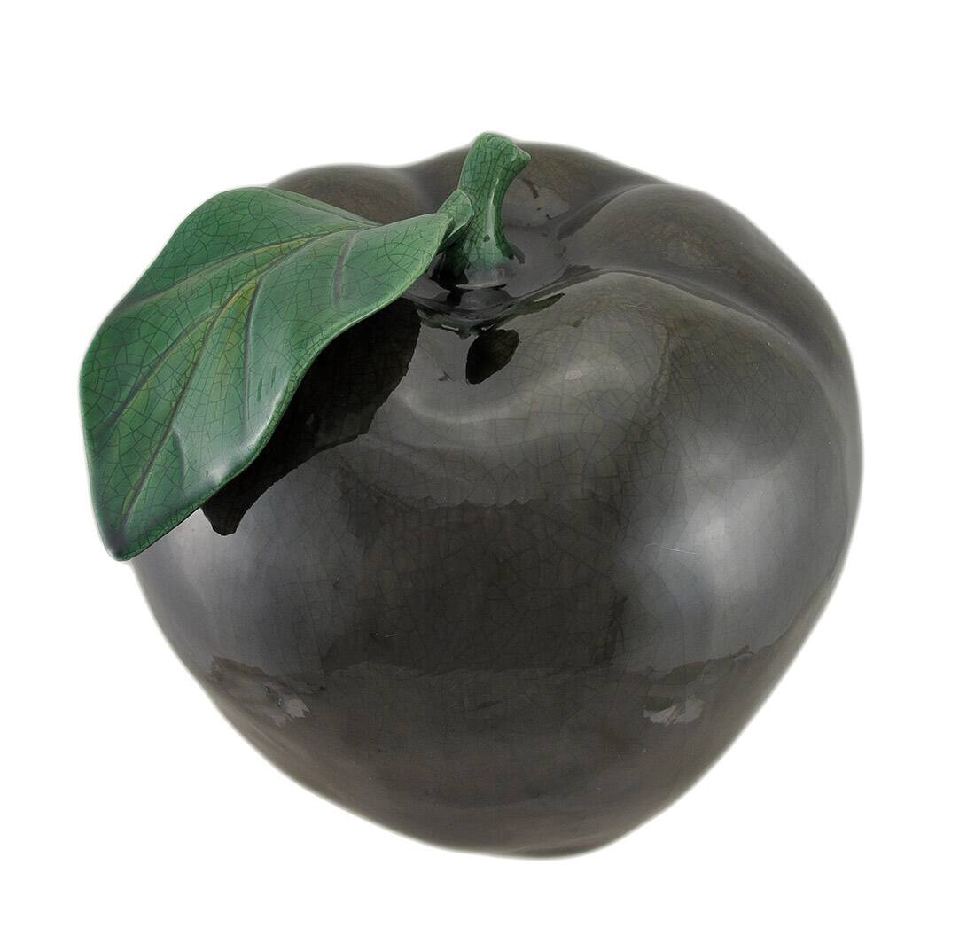 Alt View 1. Zeckos - 11 Inch Diameter Dark Green Ceramic Apple - Green.