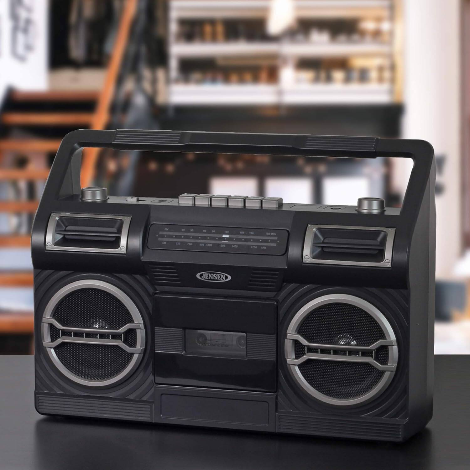 Alt View 3. Jensen - Jensen MCR-500 Portable AM/FM Radio Cassette Recorder/Player, Black.