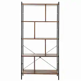 Pefilos - 4-Tier Industrial Freestanding Bookshelf with Metal Frame, Tall Bookshelf, Shelves for Living Room, Home Office - Brown