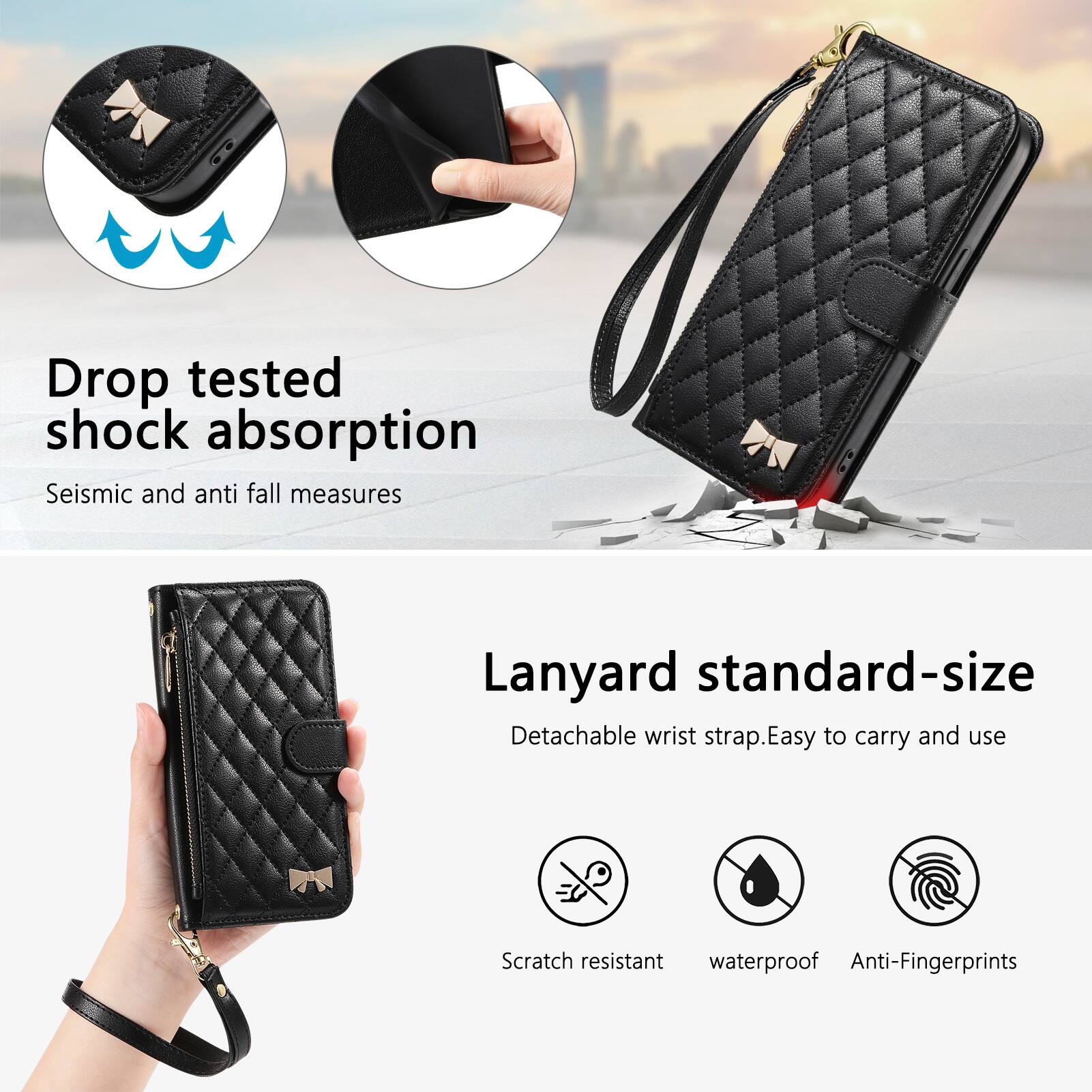 - Drop tested shock absorption
  - Seismic and anti fall measures

- Lanyard standard-size
  - Detachable wrist strap
  - Easy to carry and use

- Scratch resistant
- Waterproof
- Anti-Fingerprints