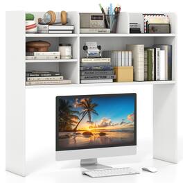 Gymax - 37'' Desktop Bookshelf Wooden Organizer w/6 Shelves 2 Anti-tipping Devices - White