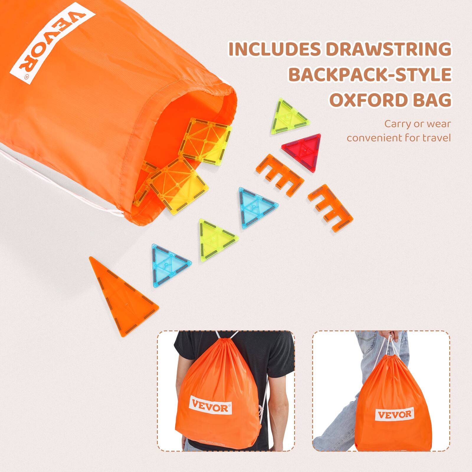 INCLUDES DRAWSTRING BACKPACK-STYLE OXFORD BAG  
Carry or wear convenient for travel  

VEVOR