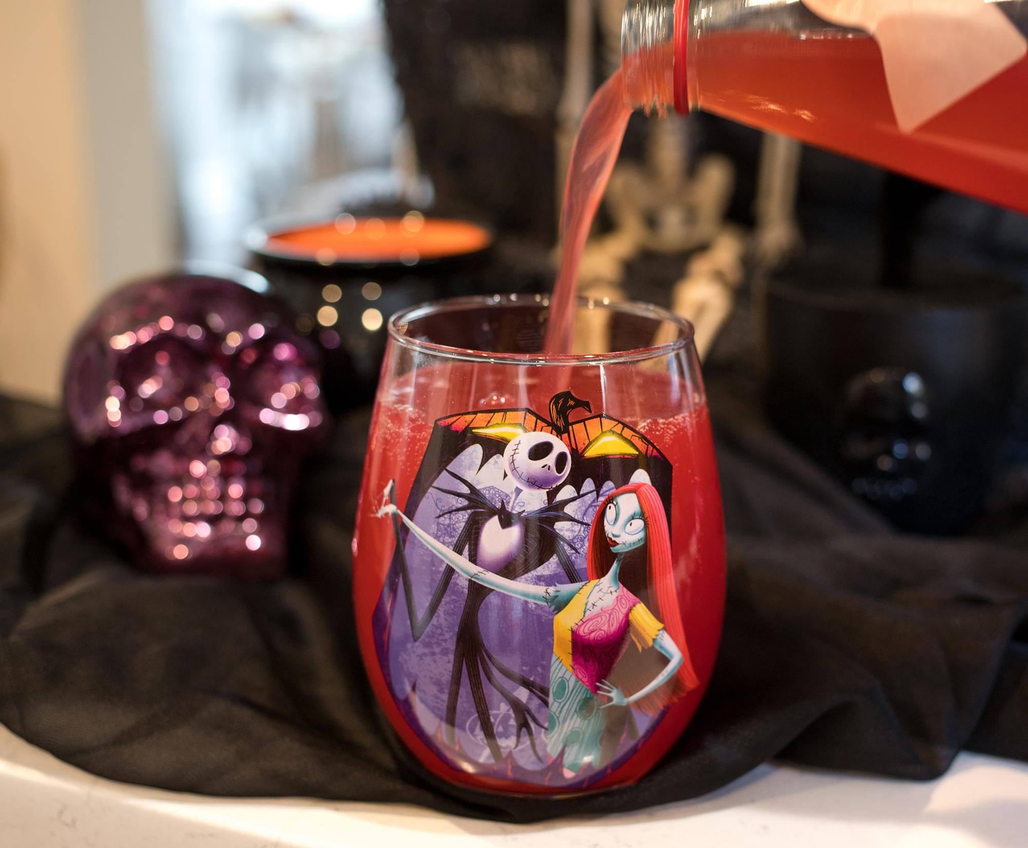 Alt View 1. Disney - The Nightmare Before Christmas "Meant To Be" Stemless Glass | Holds 20 Ounces - Purple.