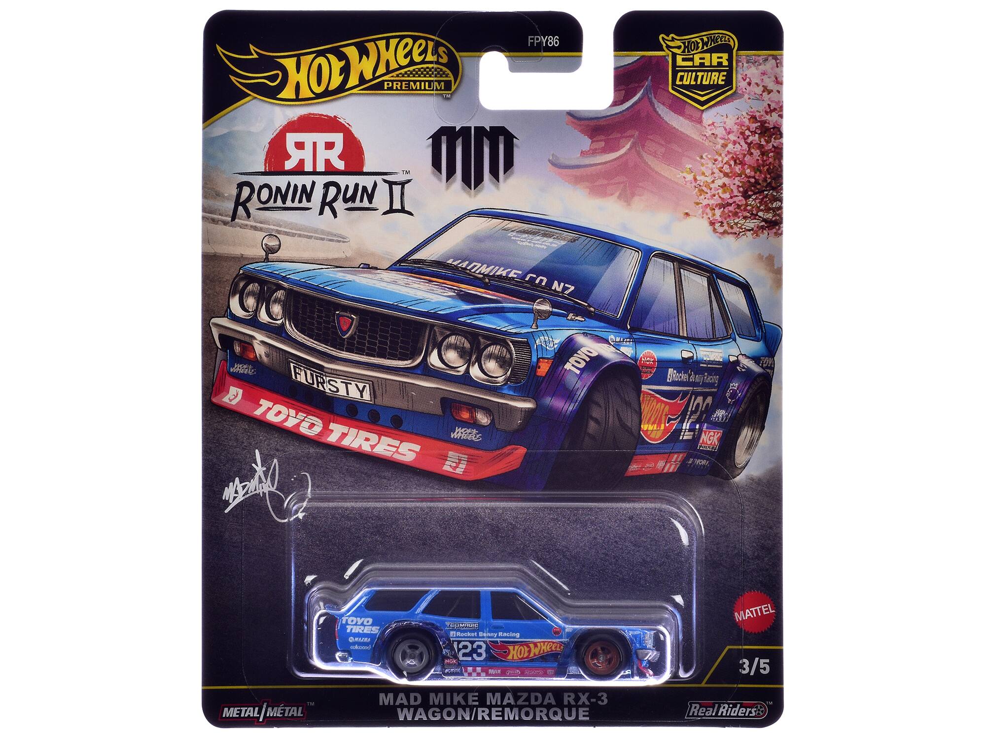 FPY86
Hot Wheels Premium
Ronin Run II
MAD MIKE MAZDA RX-3 WAGON/REMORQUE
Hot Wheels Car Culture
Toyo Tires
NGK
Real Riders
3/5
Metal/Metal
Mattel