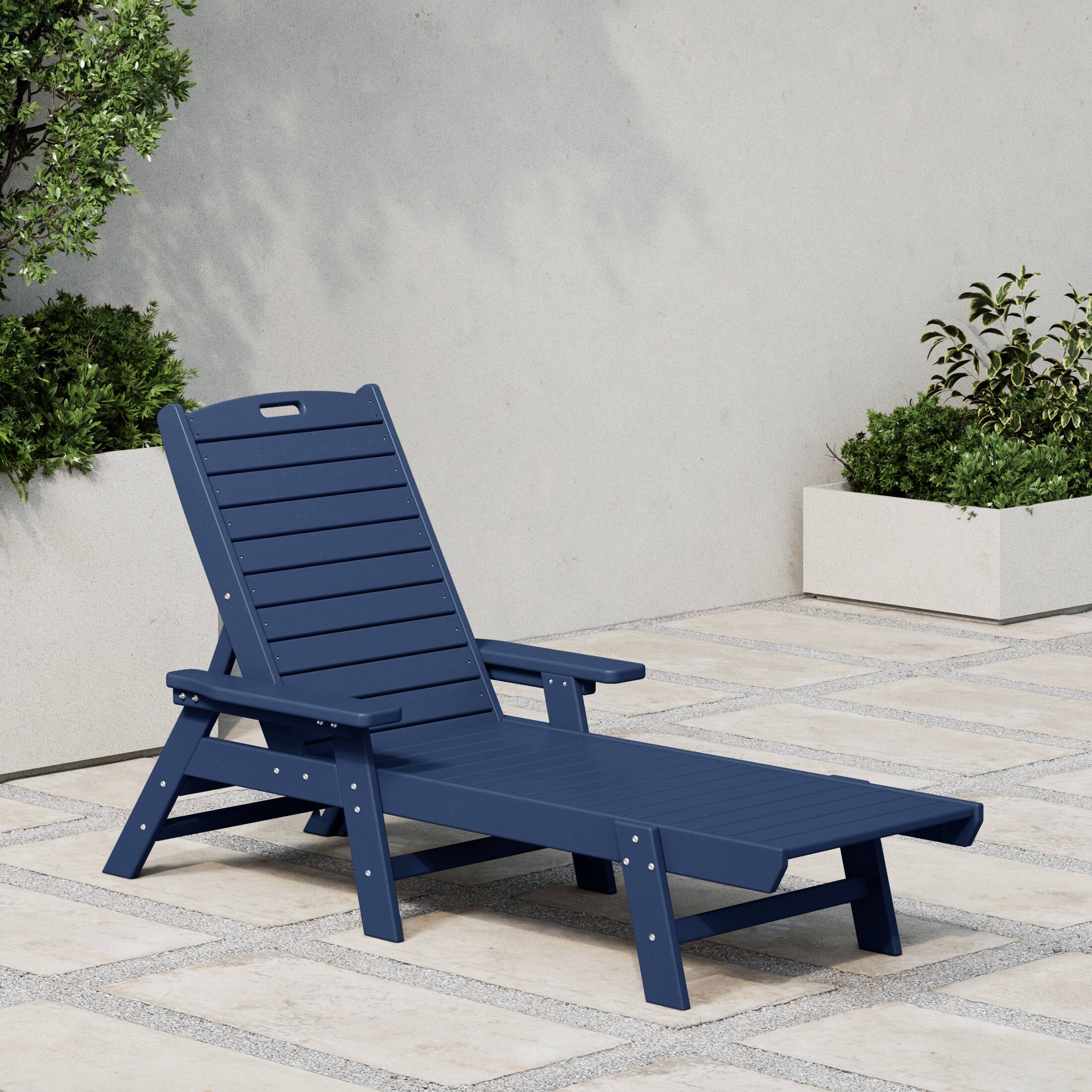 Angle. WestinTrends - WestinTrends Malibu Poly Reclining Chaise Lounge - Navy Blue.