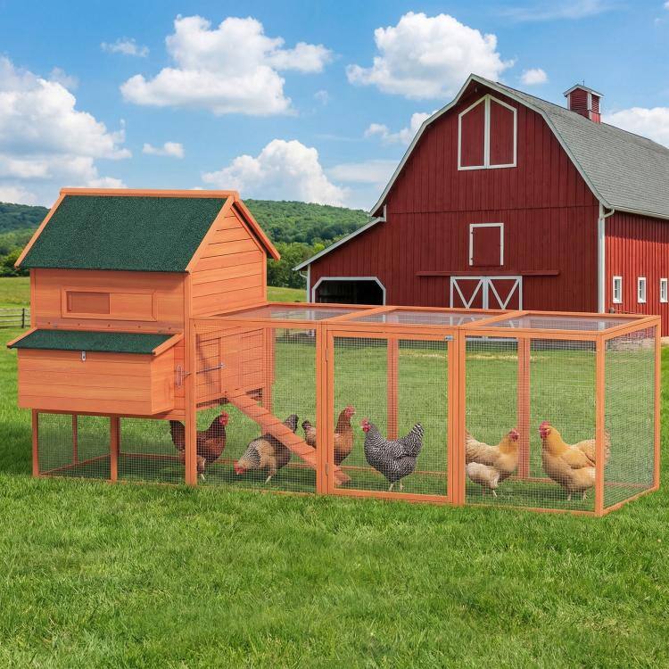 Alt View 2. PULUZ - 137 inch Wooden Chicken Coop for 4-6 Chickens, Backyard.