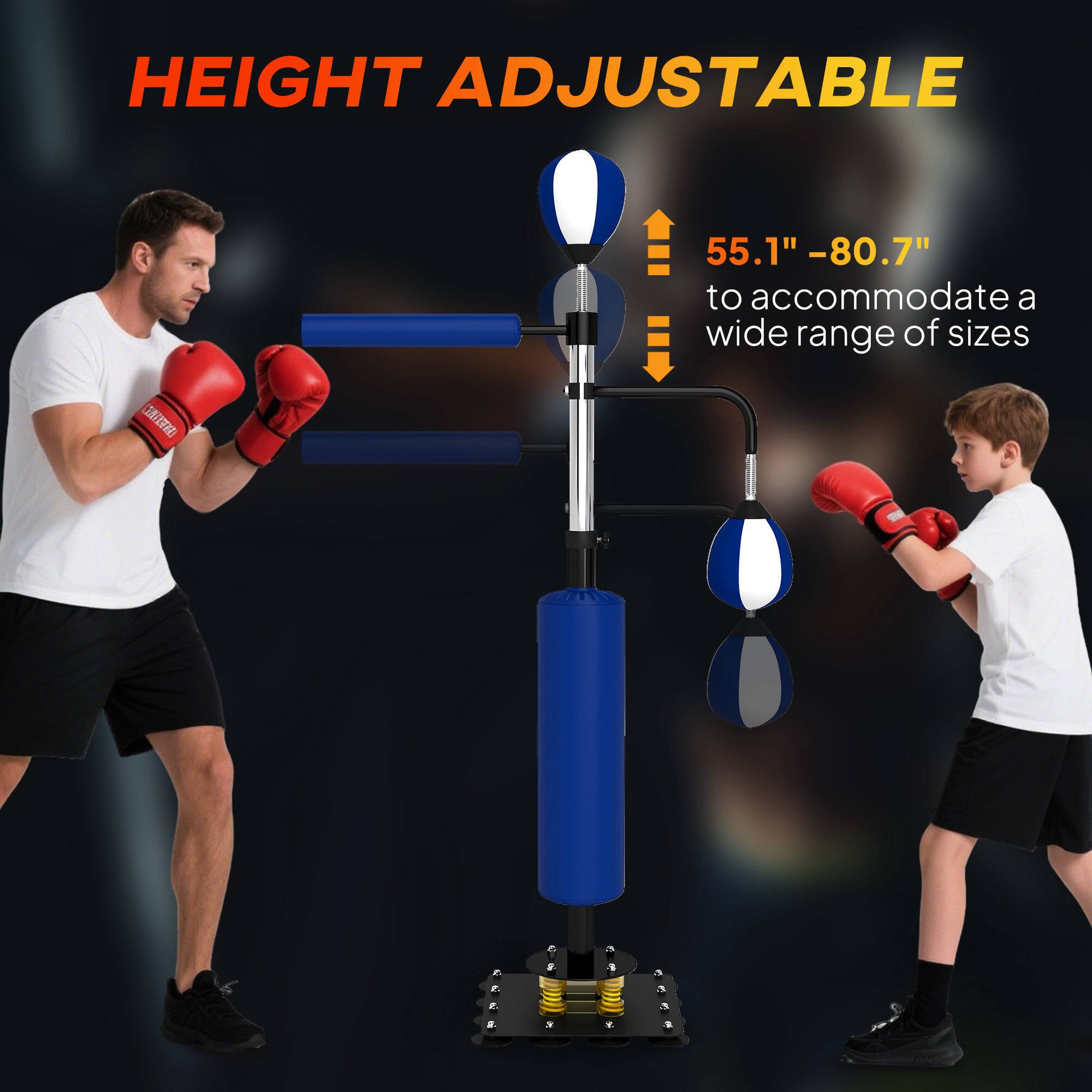 HEIGHT ADJUSTABLE  
55.1" - 80.7" to accommodate a wide range of sizes