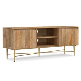 Simpli Home - Fallon SOLID MANGO WOOD 60 inch Wide Contemporary TV Media Stand - Natural