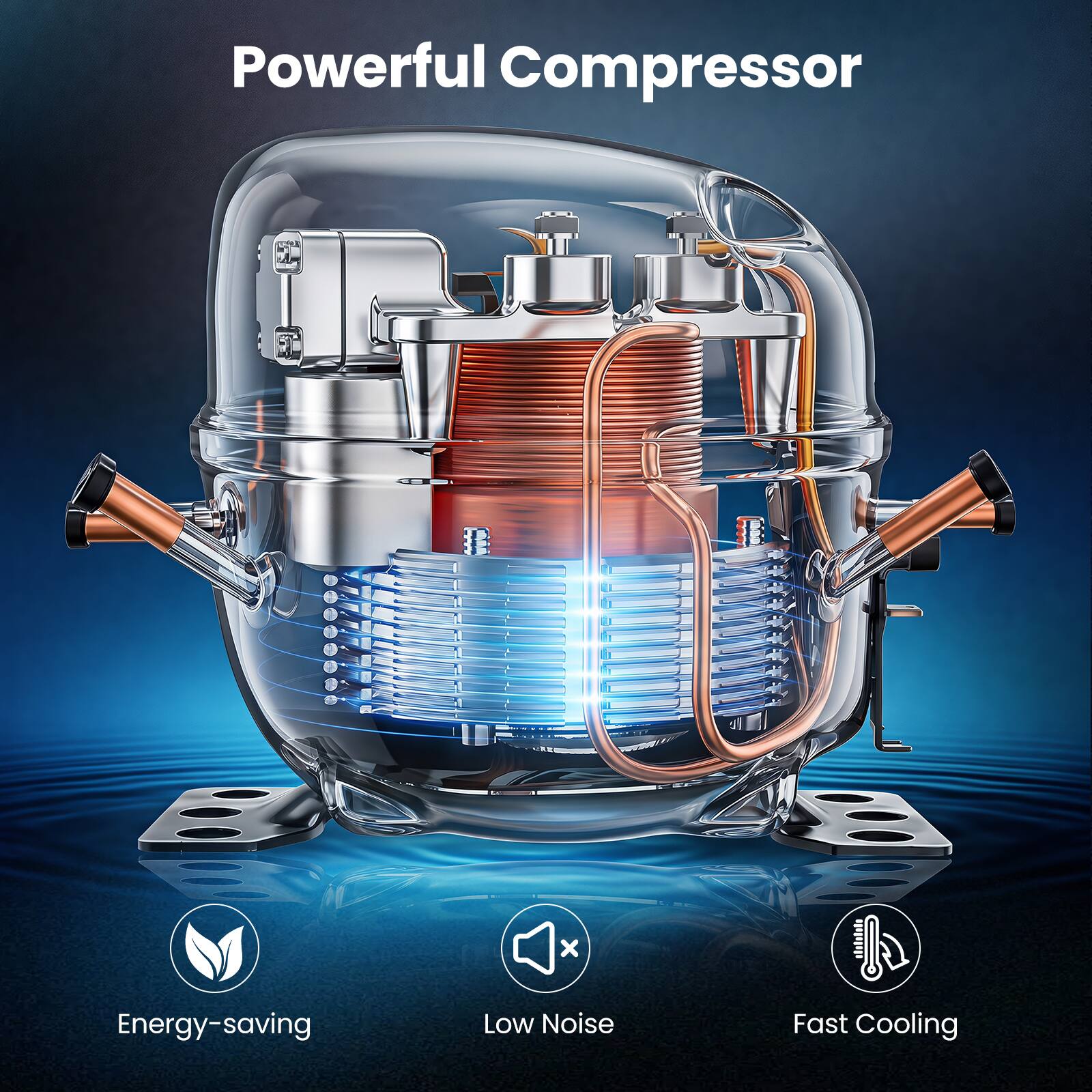 Powerful Compressor  
Energy-saving  
Low Noise  
Fast Cooling