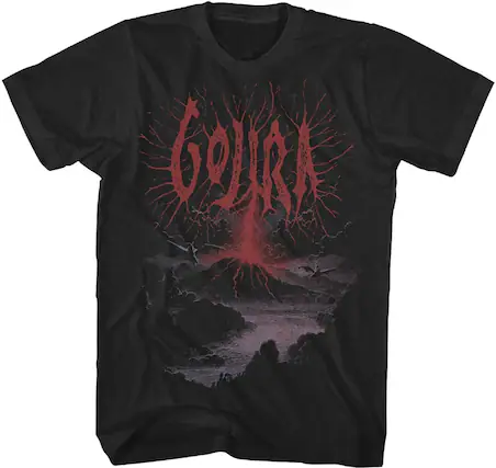 Front. PopMarket - Gojira - Volcano T-Shirt - XL Black 23GOJ018A4 - APPAREL - Multicolor.