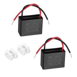 Unique Bargains - 2pcs 2.2uF CBB61 Ceiling Fan Capacitor, AC 450V 2 Wires with Terminal Blocks for Pump Motor Generator Blower - Black