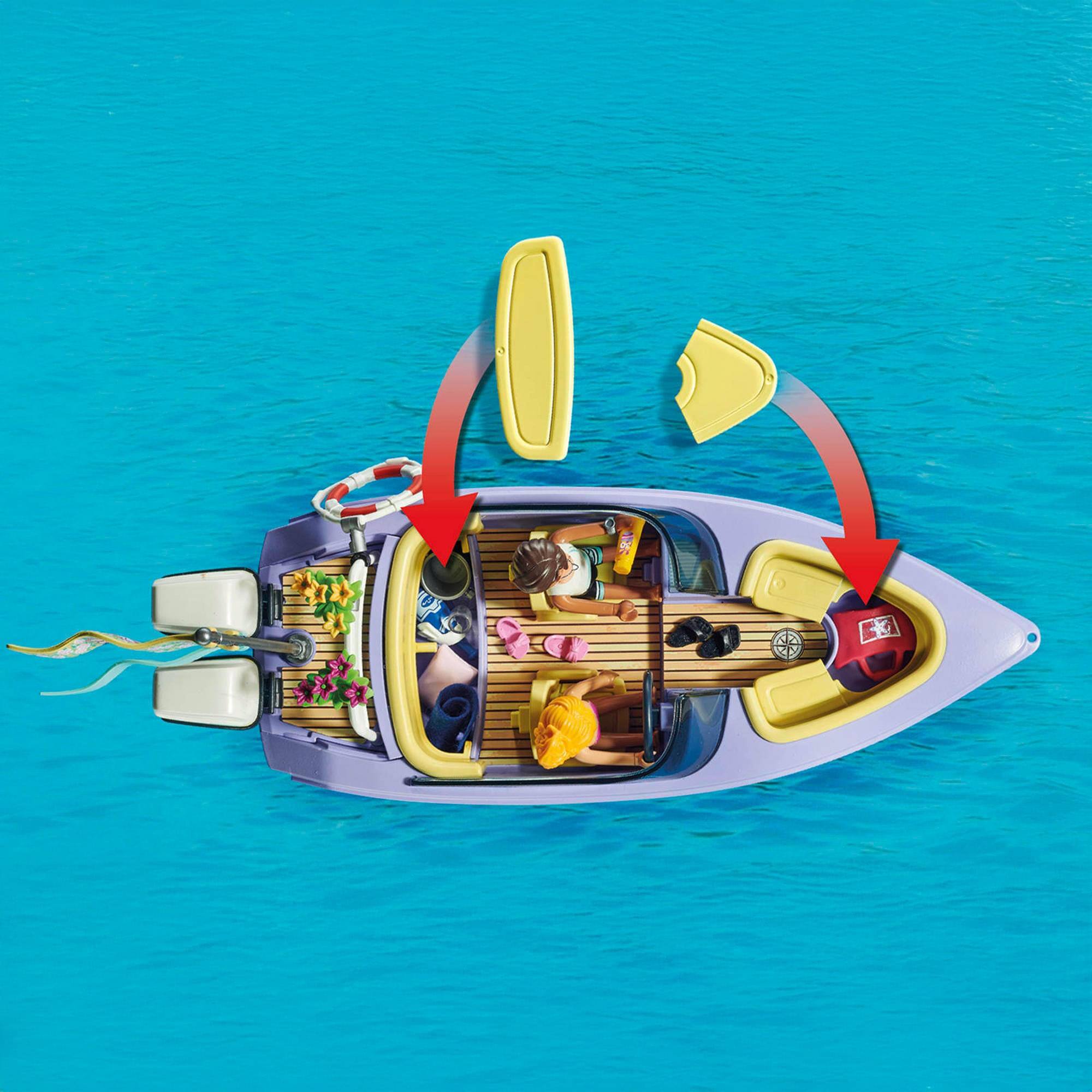 Alt View 3. Playmobil - Playmobil 71366 Honeymoon Speedboat Trip 68 Piece Building Set - Multi-Colored.
