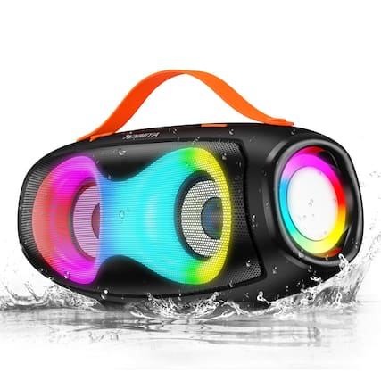 Front. Dazzed Corner - Portable Bluetooth Speaker, Wireless Speaker with Dynamic Lights - Black.