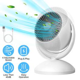Loheer - Rechargeable Air Circulator Desk Fan Quiet Table Fan Portable Oscillating Fan for Bedroom Office