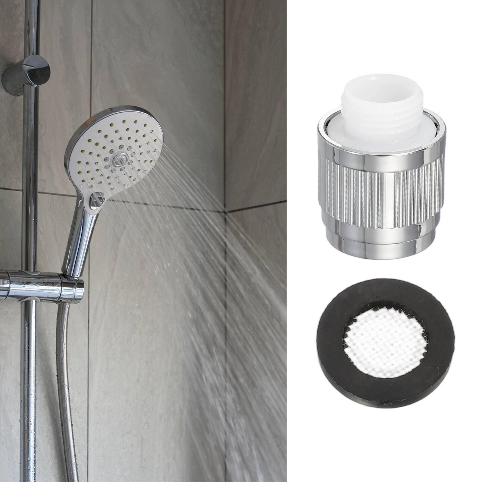 Alt View 5. Unique Bargains - G1/2" Water Flow Control Valve, 1pc Shower Head Shut Off Valve w/ Sealing Mesh Gasket for Shower Arm Handheld - Silver.
