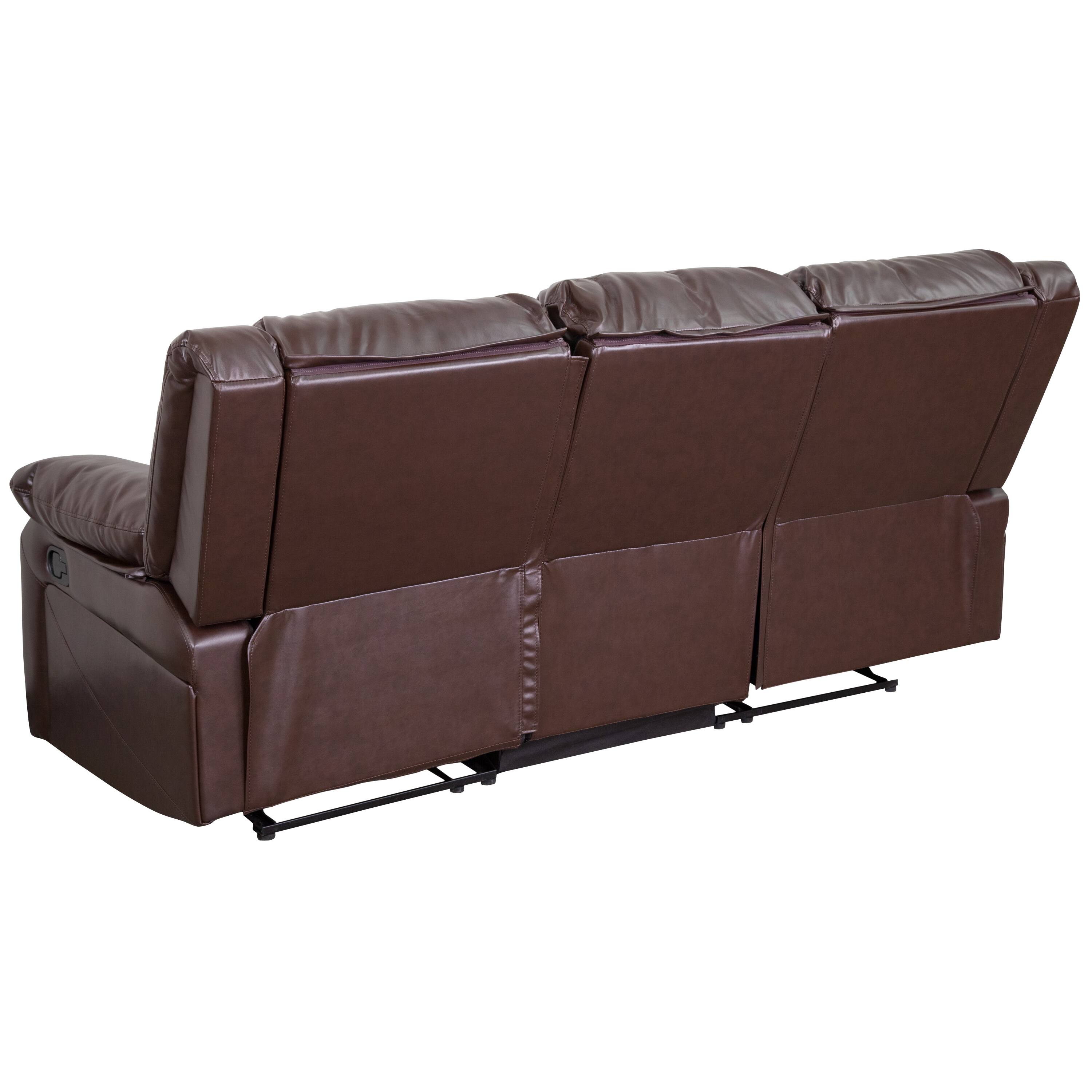 Alt View 5. Emma + Oliver - Bustle Back LeatherSoft Sofa with Two Built-In Recliners - Brown LeatherSoft.