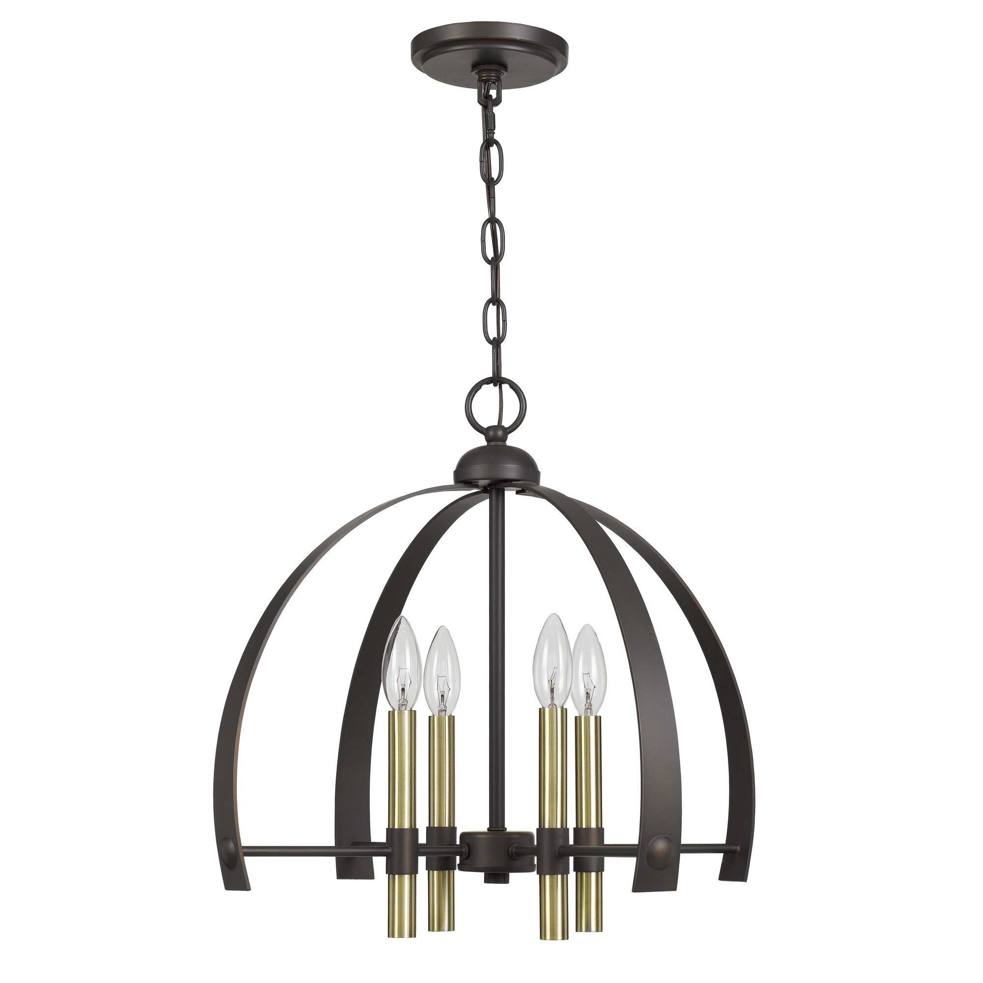 Front. Manhattan Lane - Metal Chandelier with 4 Candelabra Holders - Gold and Black.
