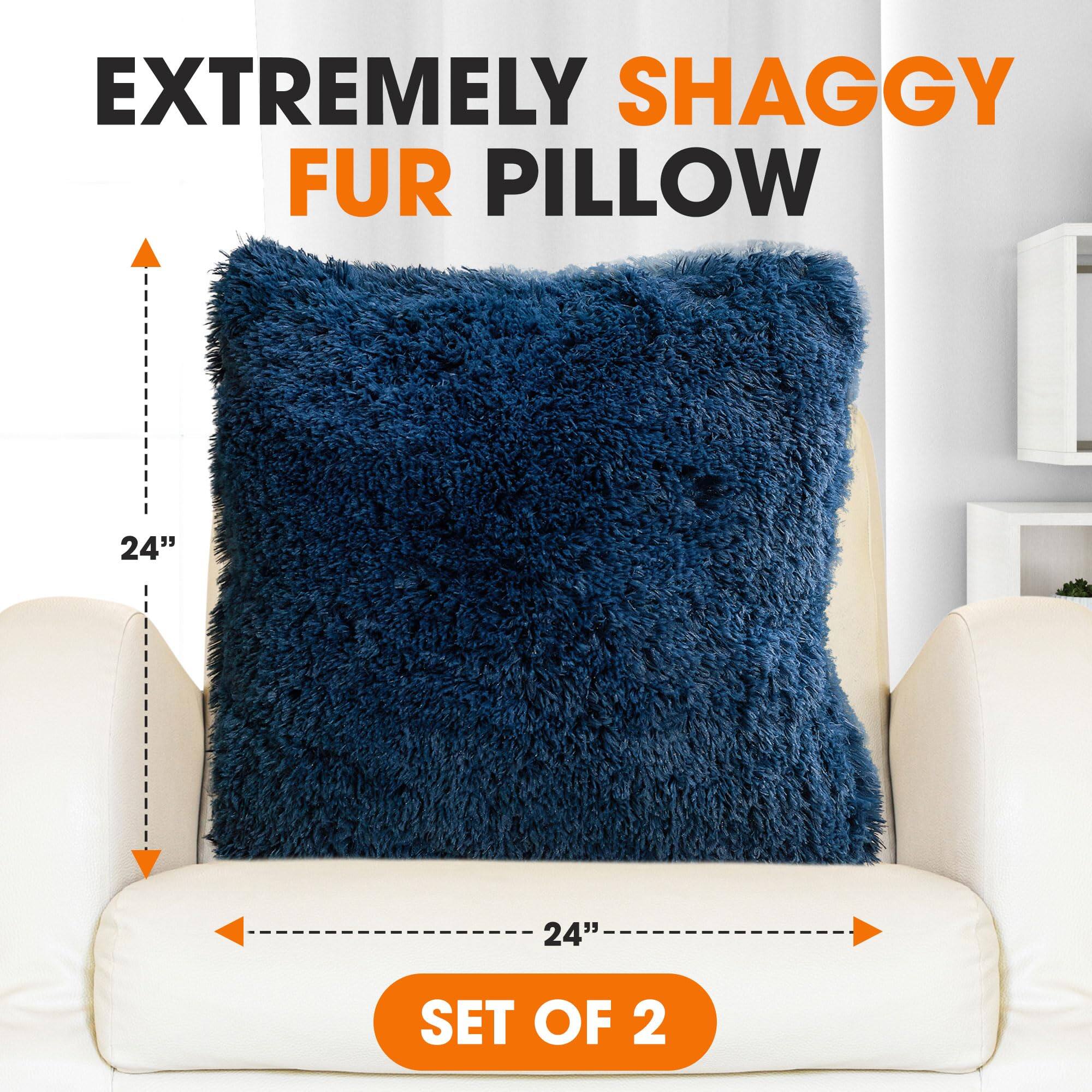 EXTREMELY SHAGGY FUR PILLOW  
24"  
24"  
SET OF 2