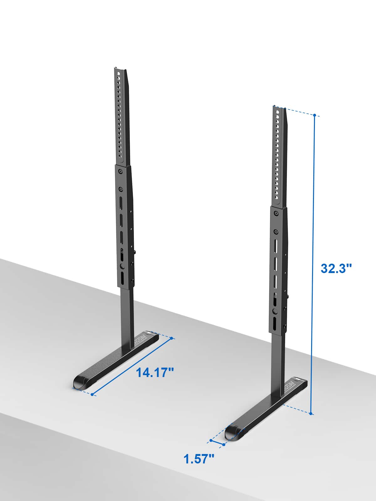 The text on the image reads "B 32.3" 14.17" 1.57". This can be grouped and corrected as follows:
"B 32.3" 14.17" 1.57"
This text describes the dimensions of a metal object, with the height being 32.3 inches, the width being 14.17 inches, and the depth being 1.57 inches.