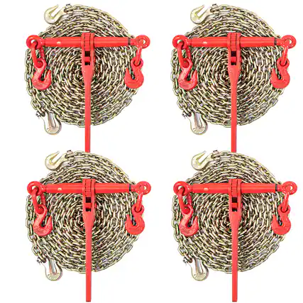 Front. VEVOR - Chain Load Binder, 5/16\" Tie Down Kit with 5400LBS Working Load Capacity and Two Grab Hooks - Red, Copper.