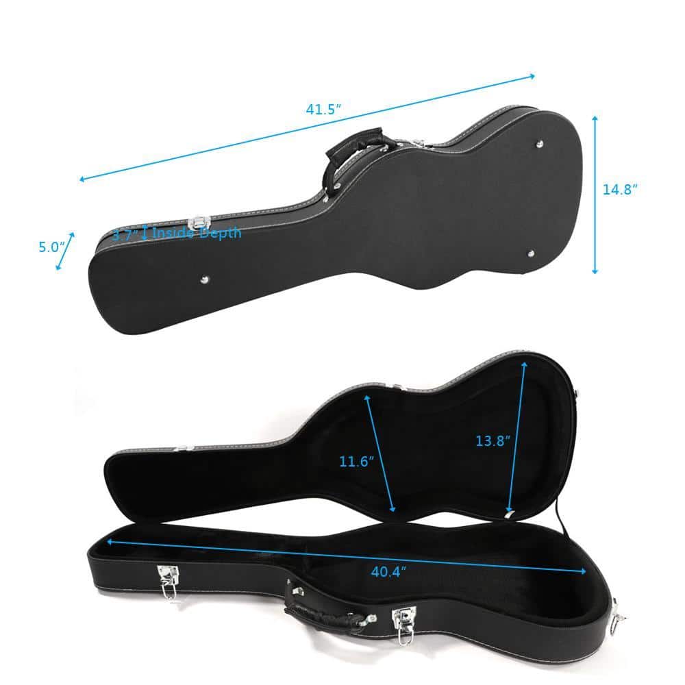 Winado - New Microgroove Artificial Leather ST Electric Guitar Hard Shell Case Black