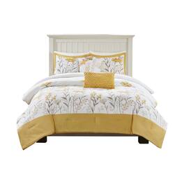 Gracie Mills - Jesse 5-Piece Botanical Cotton Comforter Set - Yellow