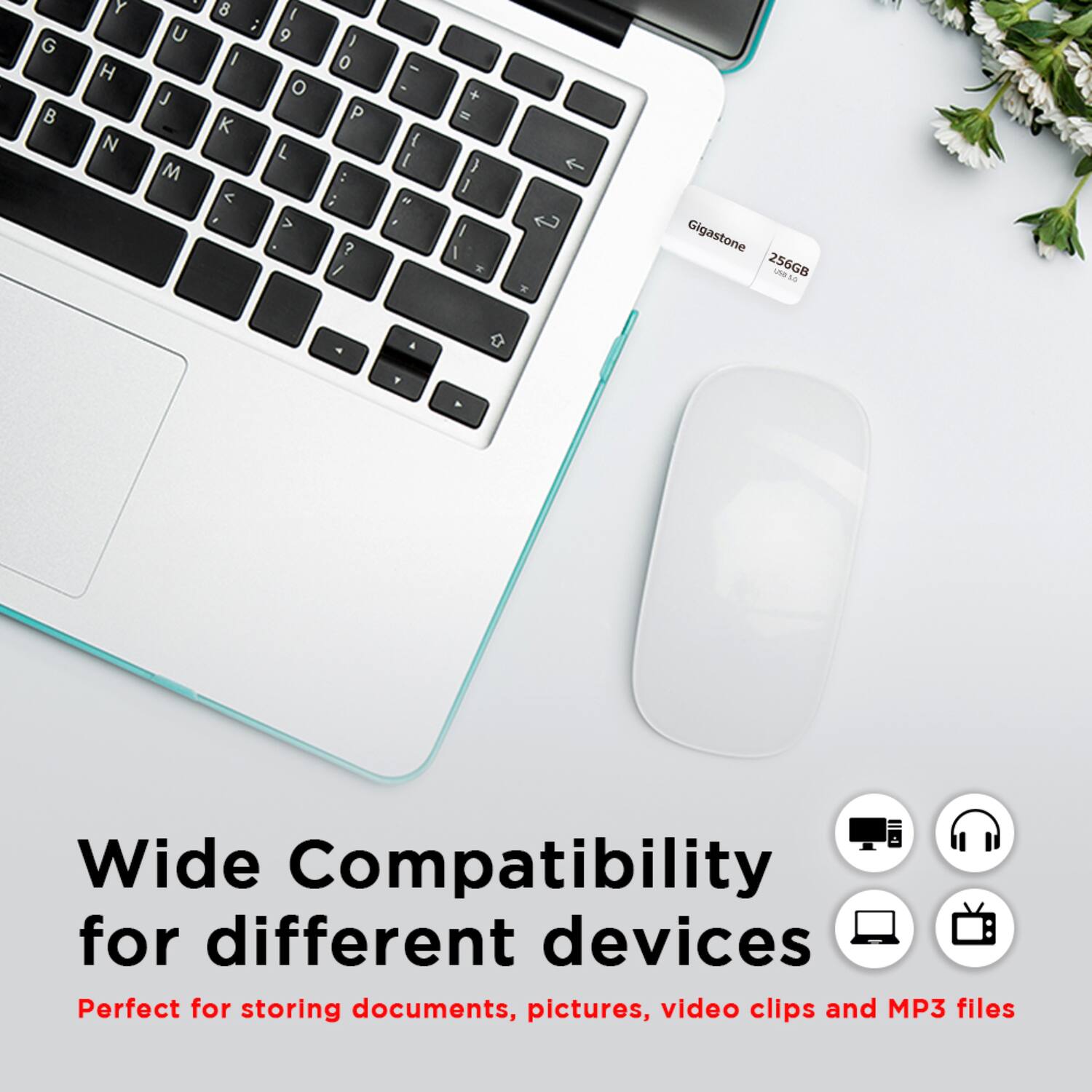 Gigastone 256GB USB 3.0

Wide Compatibility for different devices

Perfect for storing documents, pictures, video clips and MP3 files