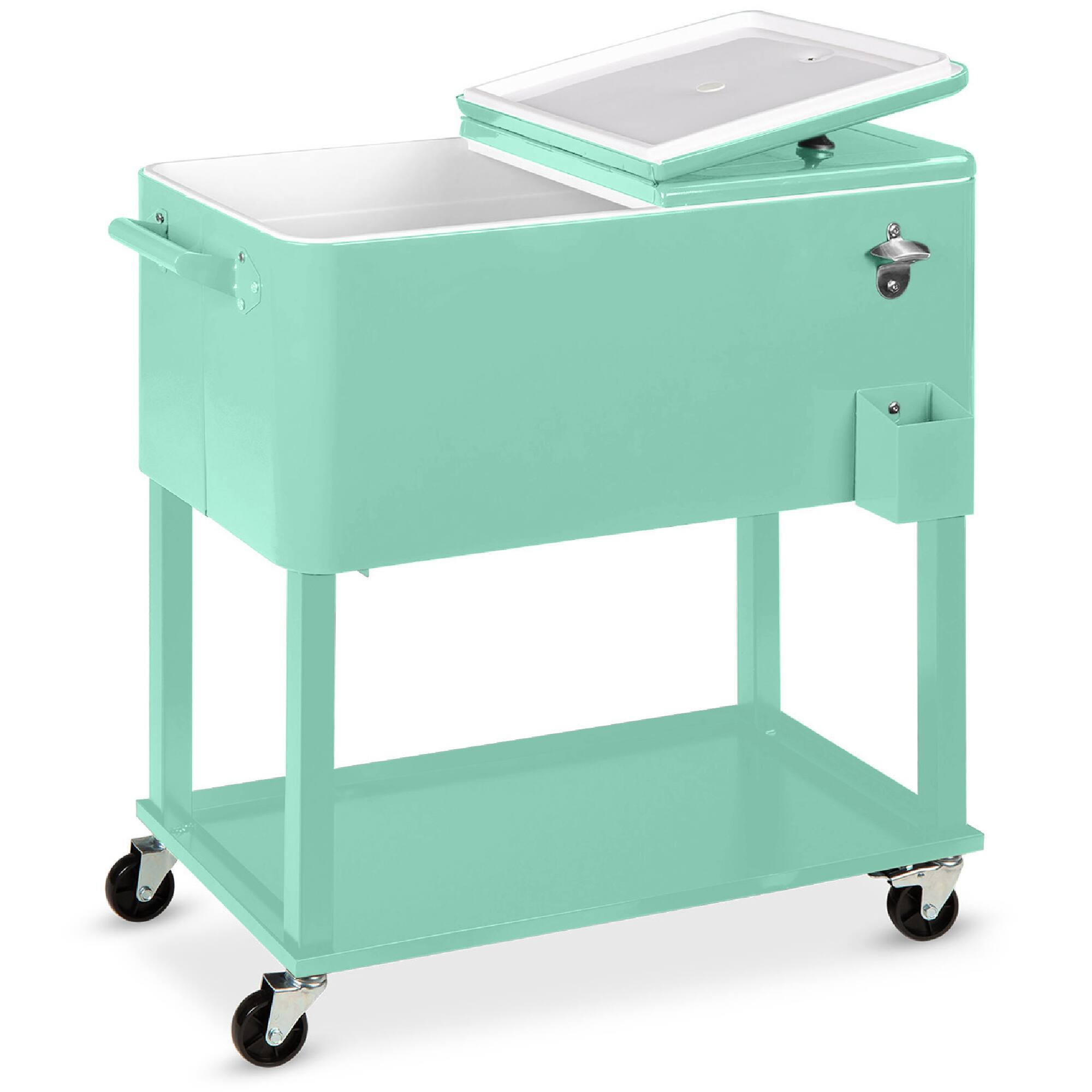 Front. Best Choice Products - Best Choice Products 80qt Steel Rolling Cooler Cart w/ Bottle Opener, Catch Tray, Drain Plug, Locking Wheels - Mint - Mint.