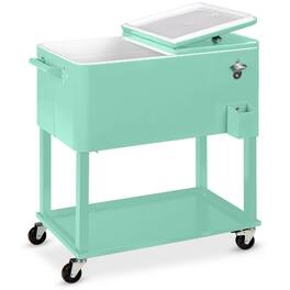 Best Choice Products - 80qt Steel Rolling Cooler Cart w/ Bottle Opener, Catch Tray, Drain Plug, Locking Wheels - Mint