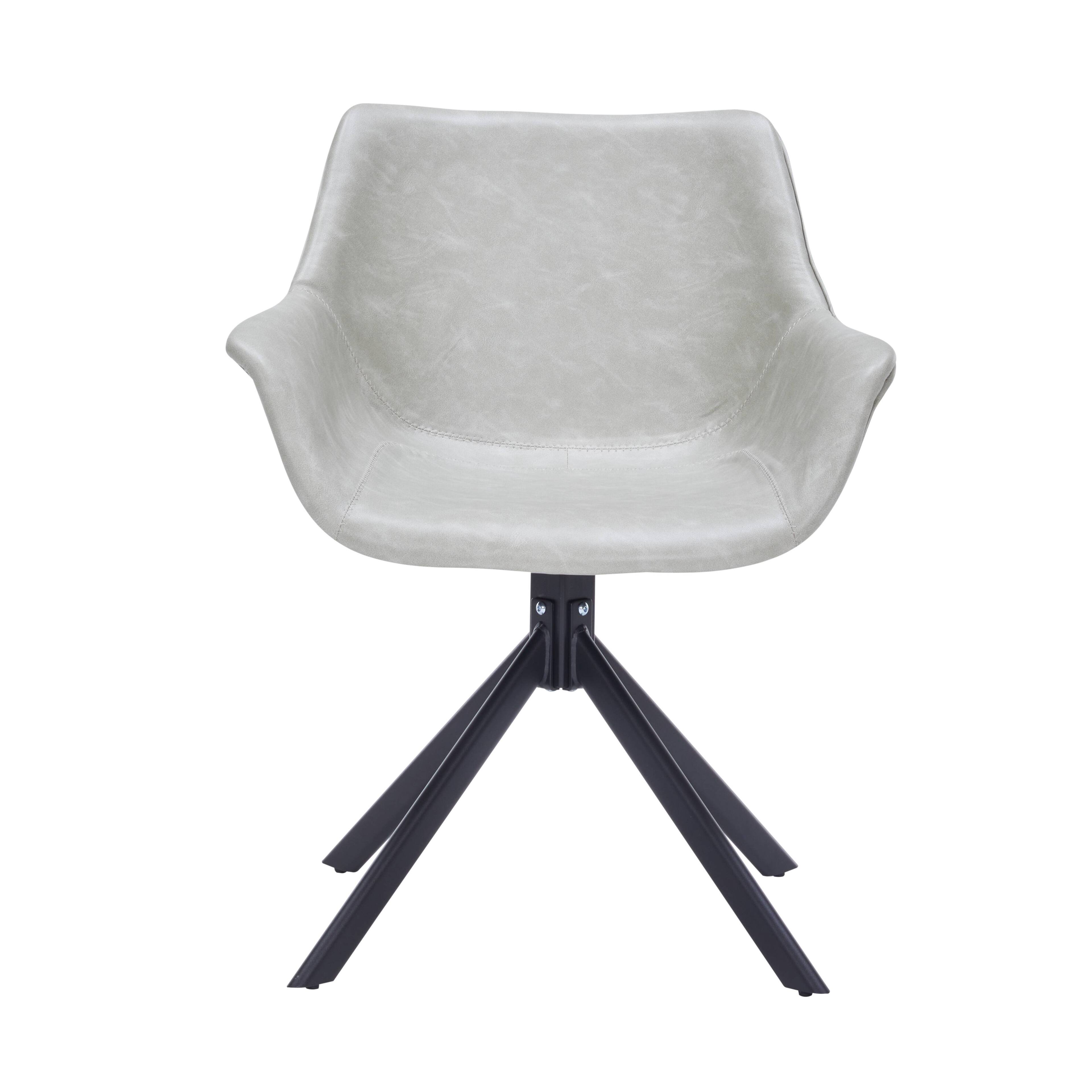 Alt View 2. LeisureMod - Markley 4-PCS Modern 360 Swivel Faux Leather Dining Armchair with Iron Legs - Light Grey.