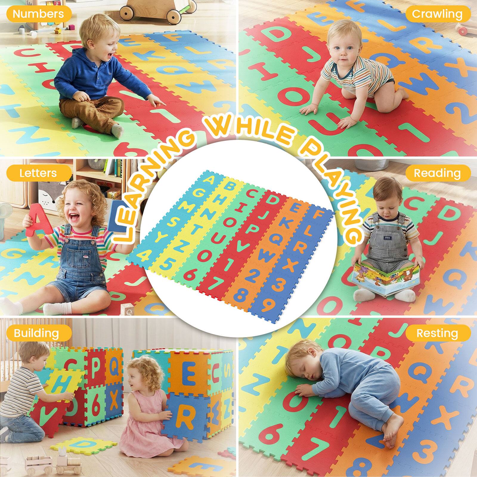 Numbers Crawling  
Letters Reading  
Building Resting  

A B C D E F G H I J K L M N O P Q R S T U V W X Y Z  

1 2 3 4 5 6 7 8 9 0