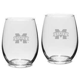 Jardine - Mississippi State Bulldogs 2-Piece 15oz. Stemless Wine Glass Set - Multicolor