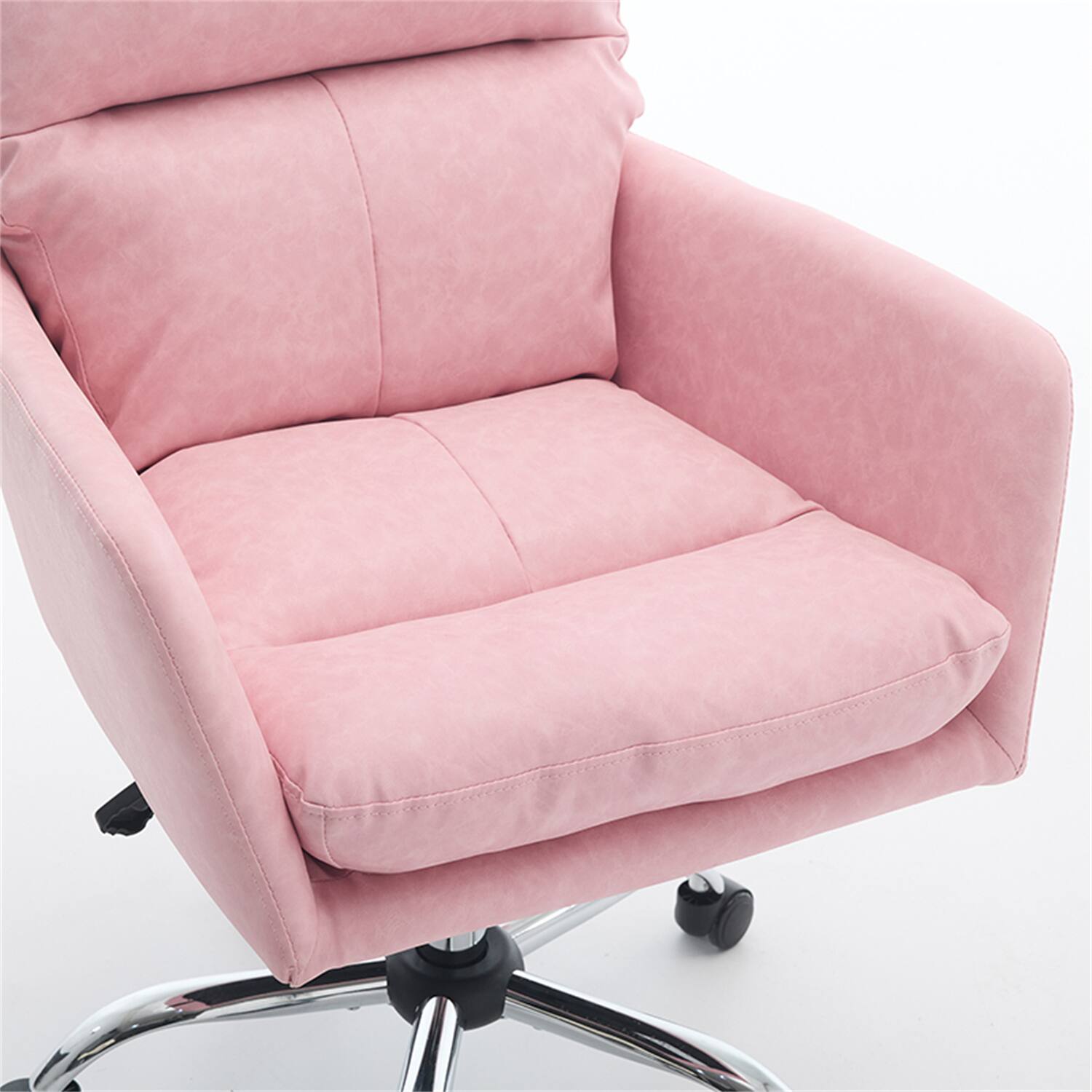 Alt View 8. Forest'nSky - Pink Artificial Leather Office Chair, Height-Adjustable with Black Base for Home & Office - Pink.