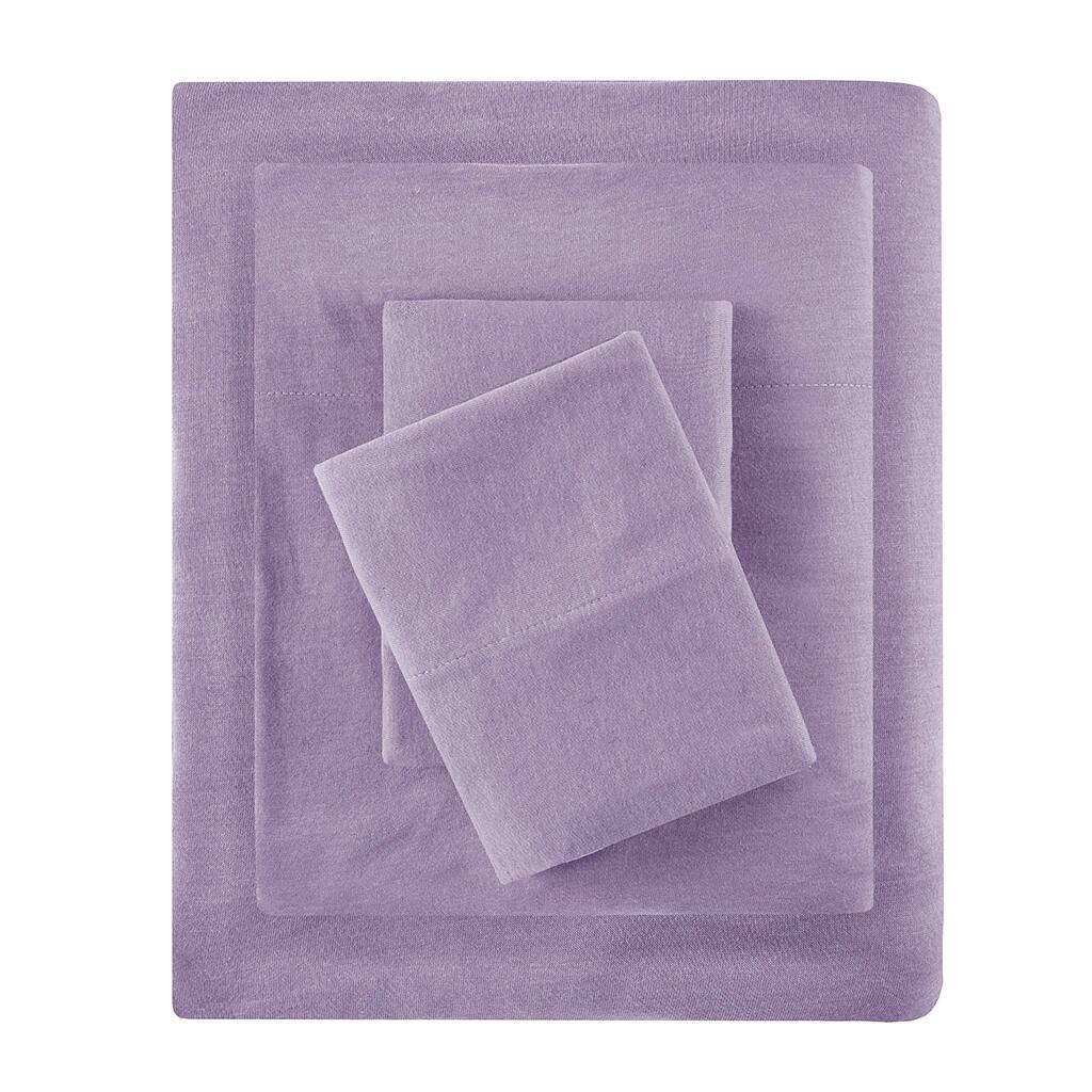Front. Gracie Mills - Gracie Mills Atlas All-Season Cotton Blend Jersey Knit Sheet Set - Purple.