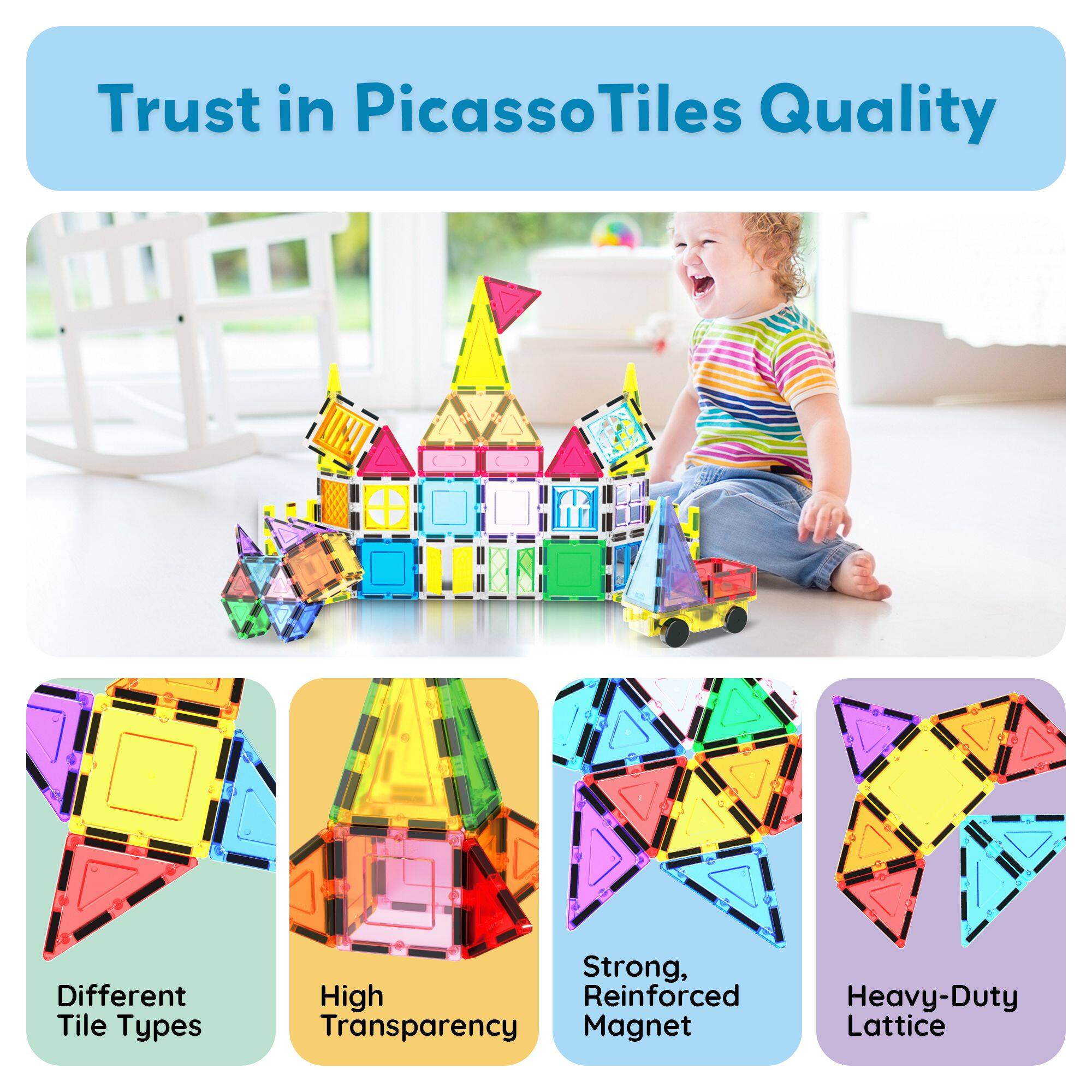 Trust in PicassoTiles Quality

Different Tile Types
High Transparency
Strong, Reinforced Magnet
Heavy-Duty Lattice