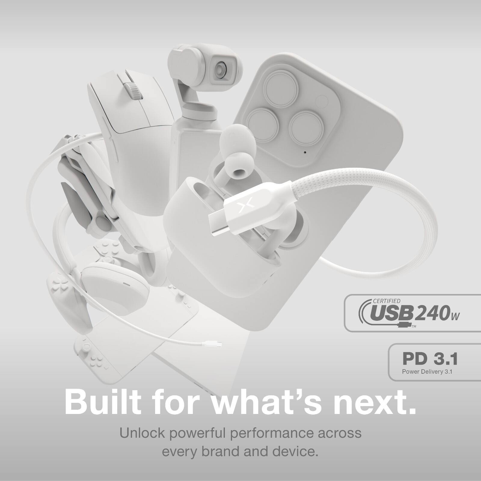 CERTIFIED USB240w W L PD 3.1 Power Delivery 3.1  
Built for what's next.  
Unlock powerful performance across every brand and device.