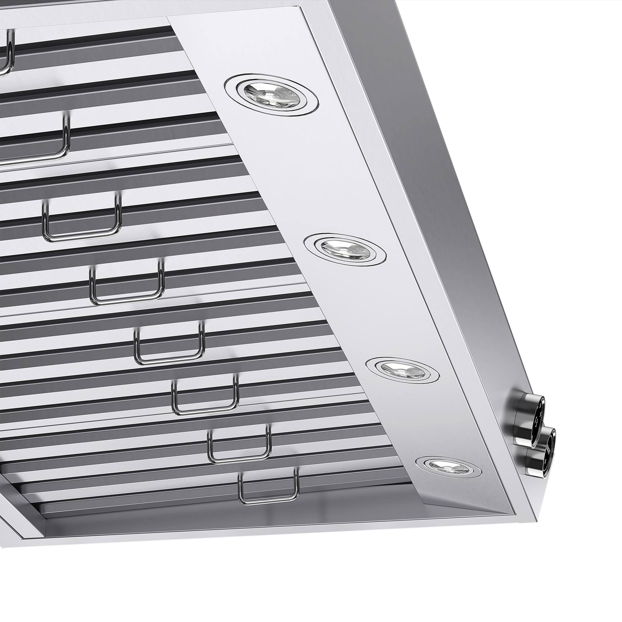 Alt View 6. Kucht - 48 in. 6.7 cu. ft. 8 Burners Dual Fuel Range for Natural Gas in Stainless Steel + Wall Mount Range Hood - Stainless Steel.