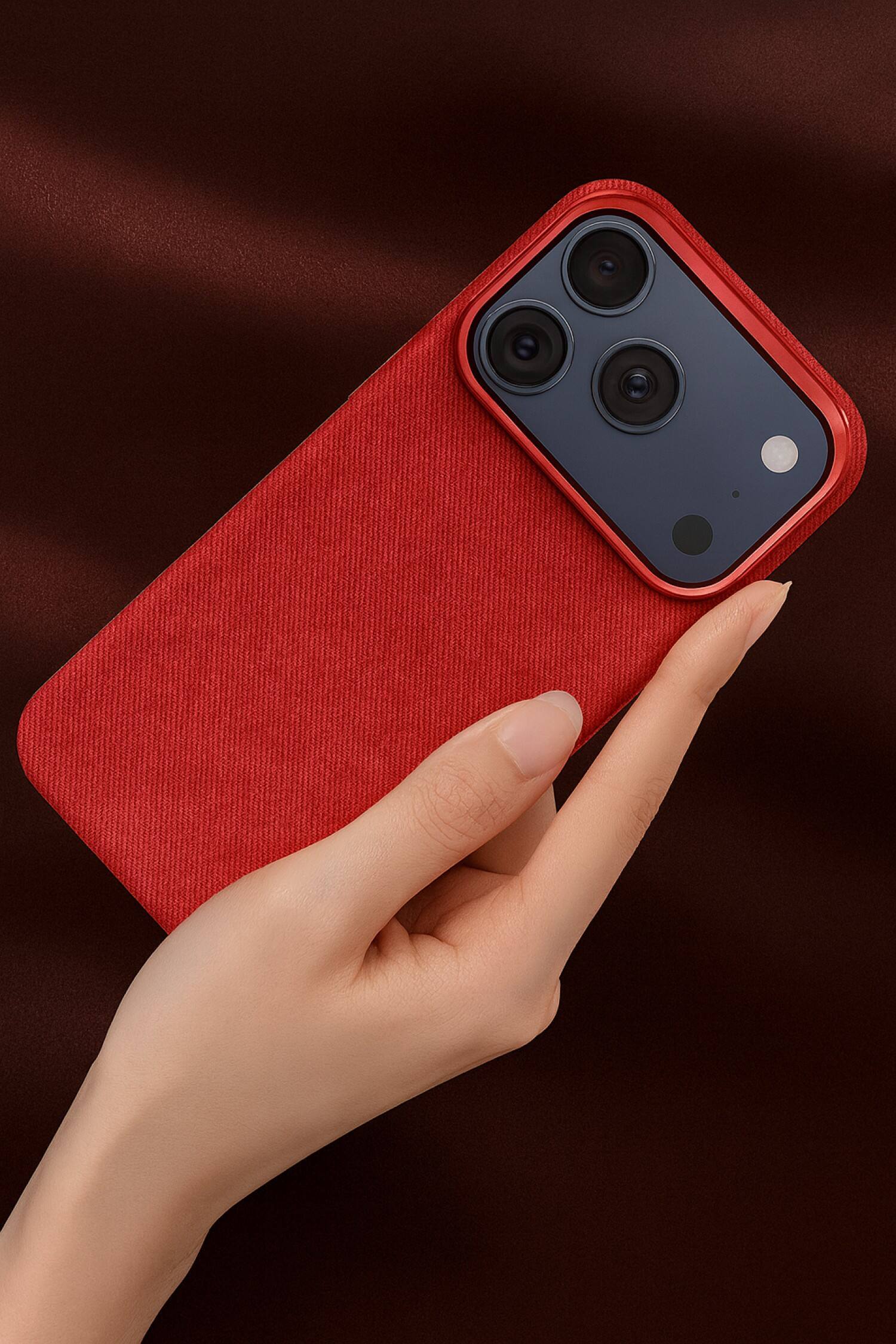 Alt View 1. SaharaCase - Apple iPhone 17 Pro Max Suede Leather Case | Premium Suede Finish | Smooth Grip | Precise Cutouts - Viper Red.