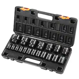 VEVOR - Impact Socket Set 1/2 Inches 19 Piece Impact Sockets, Standard Socket Assortment, 1/2 Inches Drive Socket Set Impact - Black