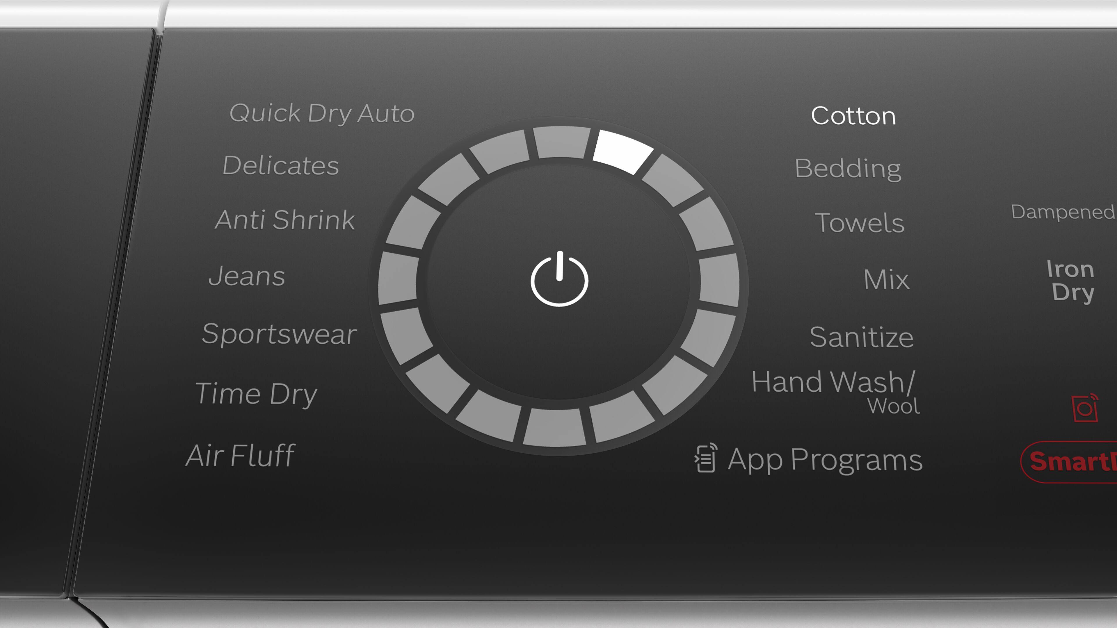 Quick Dry Auto Cotton Delicates Anti Shrink Bedding Towels Dampened Jeans Sportswear Time Dry Mix Sanitize Hand Wash/ Wool Iron Dry Air Fluff App Programs Smart