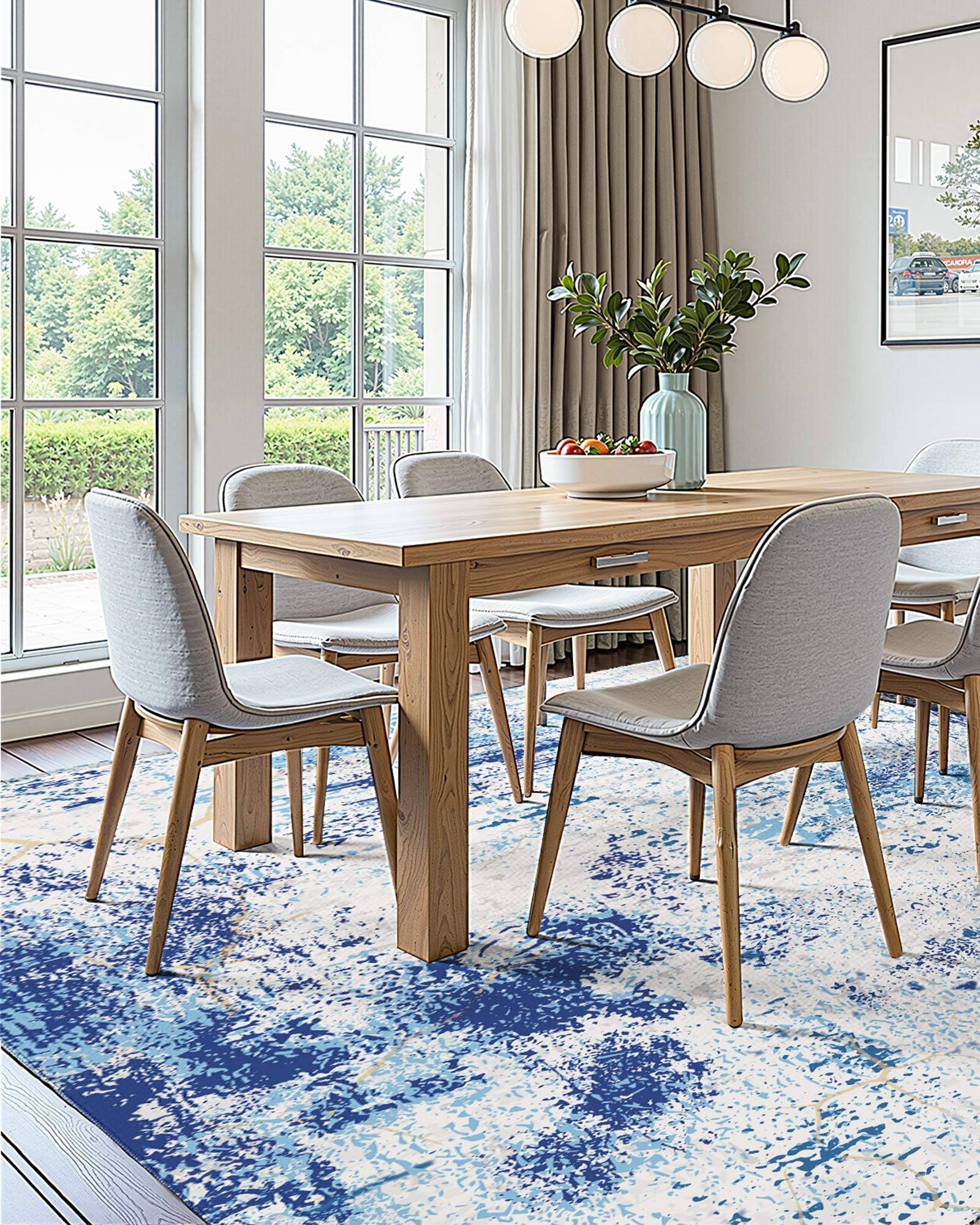 Alt View 1. VEVOR - Area Rug, 5 x 7 ft Large Washable Rug, Non-Slip and Tear-Resistant Soft Carpet, Pet & Child Friendly Modern Area Rugs - Blue.