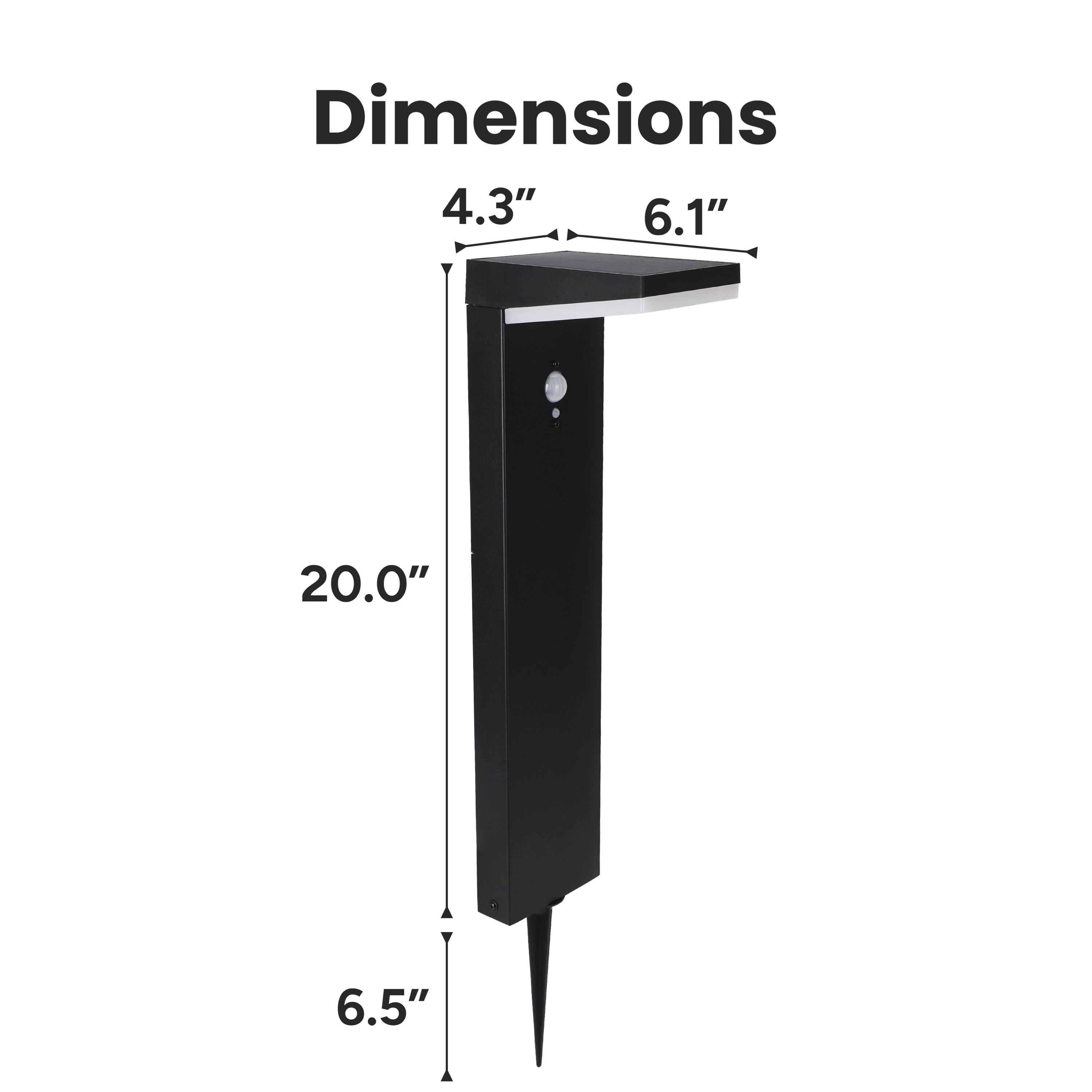 Dimensions: 4.3" x 6.1" x 20.0" x 6.5"