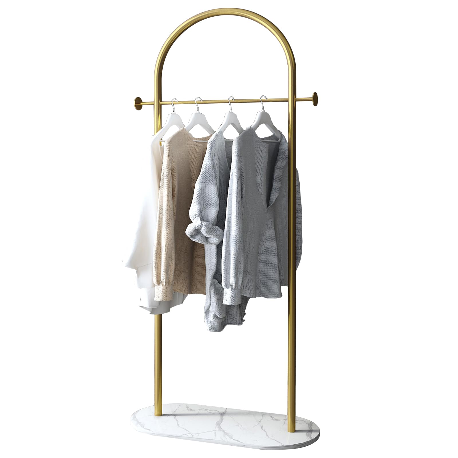 Front. Empire DigiLabs - Clothing Rack Modern Clothes With Marble Base Heavy-duty Coat Racks Freestanding Garment For Hanging Can Ha... - gold 31.5in.