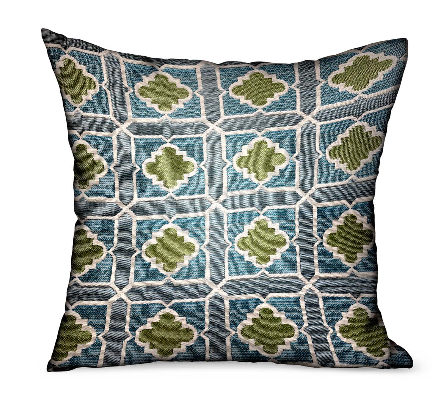 Plutus Brands - Shamrock Gem Geometric Luxury Outdoor Indoor Throw Pillow Double sided 22" x 22" - Blue, Green