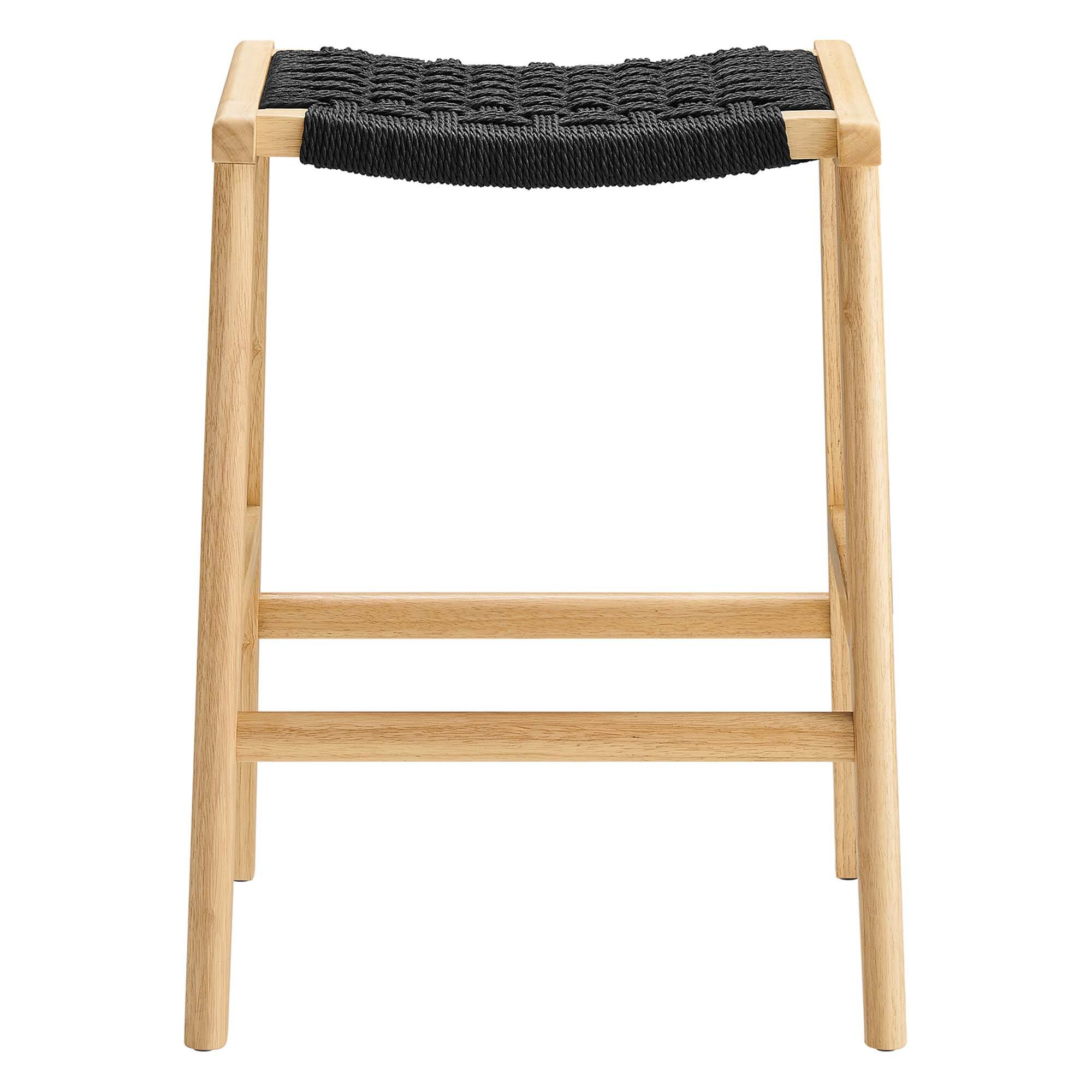Alt View 5. Modway - Saoirse Woven Rope Wood Counter Stool Set of 2 by Modway - Natural Black.