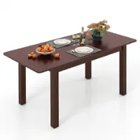 Costway Extendable Dining Table Folding Rubber Wood Table for 4 People with Safety Locks - Cherry Color - Front_Zoom