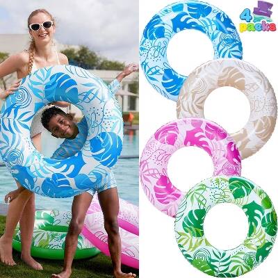 Alt View 3. Joyfy - 3 Packs Inflatable Pool Float, Swimming Pool Tube for Kids Adults, Donut Floatie Ring Water Toys for Summer Beach Party.