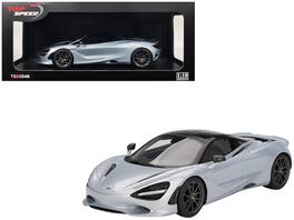 McLaren 750S Ice Silver Metallic with Black Top 1/18 Model Car by Top Speed - Silver Metallic and Black