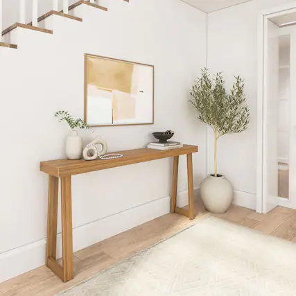 Front. Plank+Beam - Classic Console Table (66in / 1680mm), Pecan - Pecan.